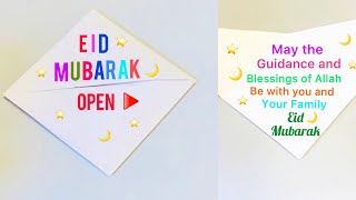 DIY: SURPRISE MESSAGE CARD FOR EID🌙/Easy Origami EID Mubarak Card For Eid🐑/letter Folding Origami