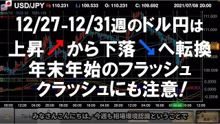 12/27-12/31週のドル円は上昇から一転下落へ転換の週に。年末年始のフラッシュクラッシュにも注意！｜独自サイクル理論@未来が見える千里眼トレード｜はじめてのFX