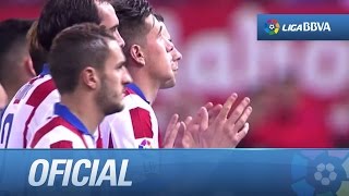 Atlético de Madrid y Valencia CF saltando al Vicente Calderón