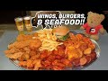 Buffalo Burger, Wings, & Shrimp Seafood Boil Challenge!!