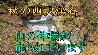 #a16 秋の西沢渓谷 山の神様も祀られていました。 竜神の滝や不動滝等 神様と関係する滝もあります。