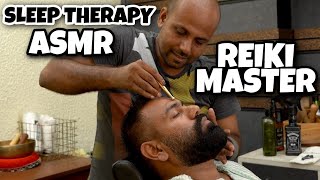 Reiki master head massage sleep therapy to reduce Imsomnia and anxiety #asmr #indianbarber