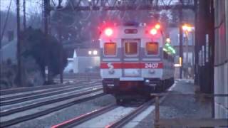 SEPTA train 9251 slowly passes thru Norwood with Awesome Engineer 2/9/18