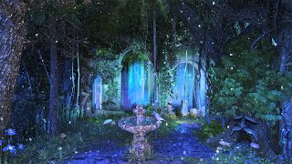 Enchanted Forest Night Ambience 10 hours ✨🌲 Mystical atmosphere, nature sounds \u0026 occasional rain.