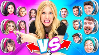 100 BOY vs GIRL YouTuber Mystery Buttons! *Only One Lets You Escape*