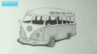 How to Draw a VW Camper Van // with pencil // how to draw Van with pencil easy