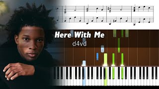 d4vd - Here With Me - Romantic Piano Tutorial with Sheet Music