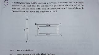 a rectangular loop ABCD carrying a current I is situated near a straight of 10 science||#physics13