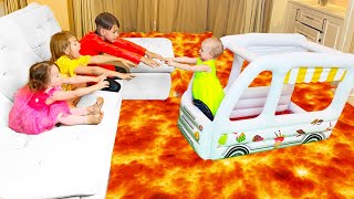Five Kids The Floor is Lava Song + more Children's Songs and Videos
