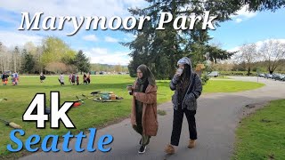 [4k] Walking 🇺🇸 through Marymoor Park in Redmond Washington with a crowd playing war game.