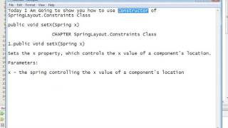 Java Programming Tutorial -SpringLayout.Constraints-4- public void setX(Spring x)