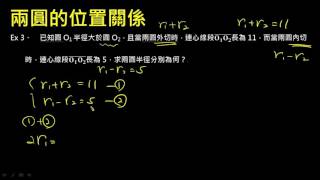 【例題】兩圓的位置關係(3)