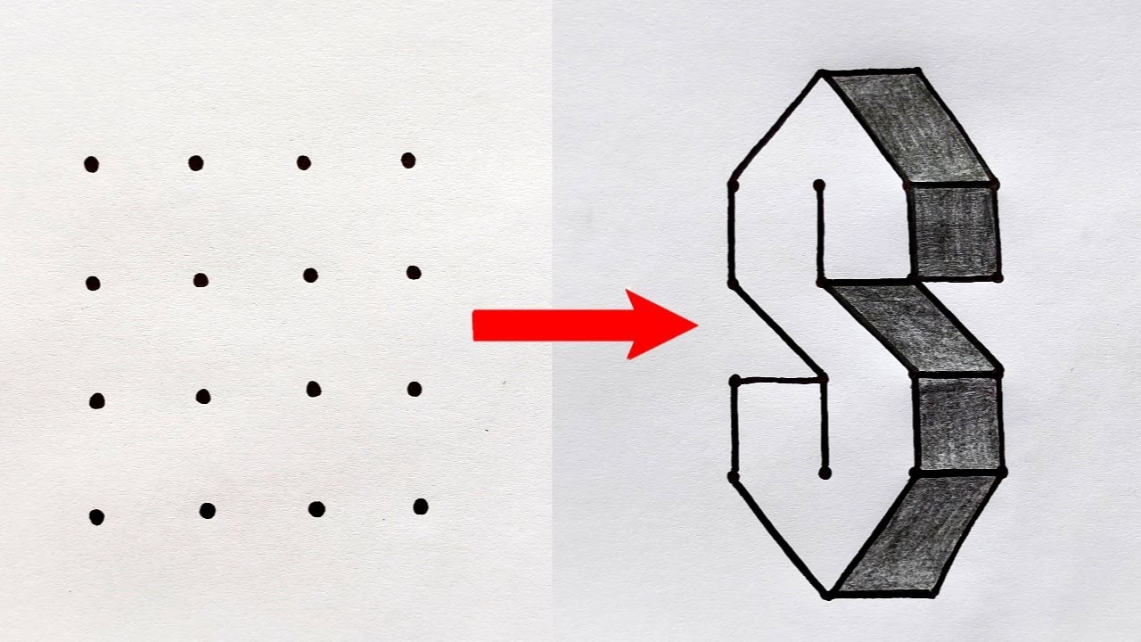 How To Draw 3d Letter S Step By Step 3d Trick Youtube