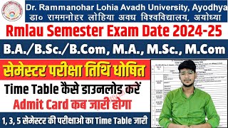 Rmlau Time Table 2024 25 Rmlau Ba Bsc Bcom 1st 3rd 5th Semester Time