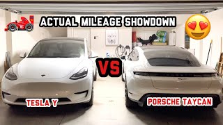 Taycan vs Tesla Y Battery + Mileage Test 【Taycan25】