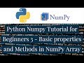Python Numpy Tutorial for Beginners 3 - Basic properties and Methods in NumPy Array