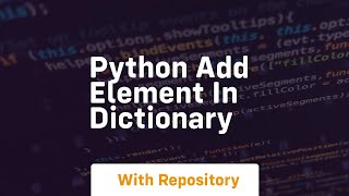 python add element in dictionary