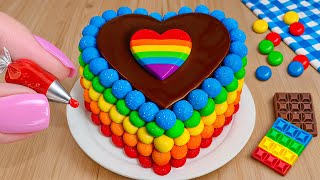 Satisfying Rainbow Heart Cake Decorating Ideas | Mini Chocolate Cake Recipe Hacks