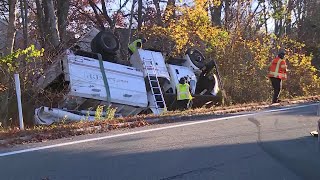 12 NEWS NOW: Utility truck flips over in New Bedford crash