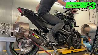 Kawasaki Z800 ECU flash Mapping DNA performance air filter Akrapovic silencer sound dyno P3 Tuning