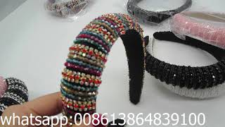 Women Colorful Padded Headband With Crystals