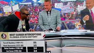 Deon Sanders Finds Out He Is Tied With Lee Corso For INTs