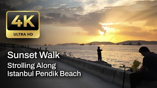 4K Sunset Walk | Strolling Along Istanbul Pendik Beach | Serene Evening Vibes