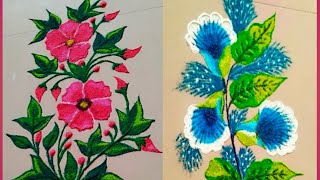 Unique Colourful Flower Rangoli | simple rangoli