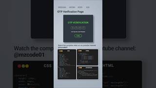 🔐 OTP Verification Tutorial | HTML CSS JavaScript | MZCode01 #coding #frontend #JS