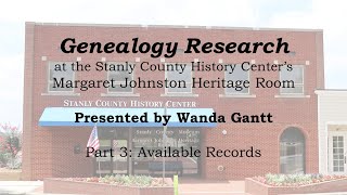 Genealogy Research at the Margaret Johnston Heritage Center: Available Records