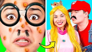 From Nerd to Popular | Funny Makeover Princess Peach & Mario Bros Situations By Crafty Hacks