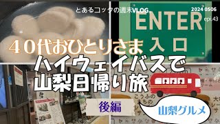 40代おひとりさま「ハイウェイバスで山梨日帰り旅」後編　epi.43　信玄餅｜レーズンサンド｜日帰り旅行｜山梨｜甲府｜昇仙峡｜おざら｜甲州夢小路