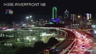 Traffic backed up on I-35E going into downtown Dallas