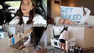 DEEP clean \u0026 organize my college apartment w/ me... moving vlog #3