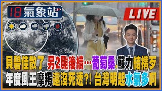 【TVBS18氣象站】貝碧佳散了 另2颱後續…葡萄桑.蘇力結構歹 年度風王摩羯還沒死透?! 台灣明起水氣多啊 ｜主播吳軒彤 說氣象LIVE