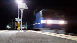 EF210が深夜の東海道を疾走‼︎ EF210牽引 上り貨物列車 南草津通過