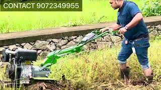 KIRLOSKAR TILLER MIN-T 8 HP POWER WEEDER DEMO WITH DRUM WHEEL ATTACHMENT IN MALAPPURAM KERALA