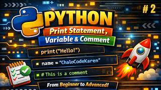 Python full Course | Print Statement, Variables & Comment | Lecture 2
