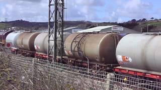 Class 66182 EWS at Longrock train depot with tankers * freight *