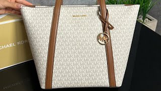 Распаковка сумки MICHAEL KORS Pratt Large Signature Logo Tote Bag (vanilla)