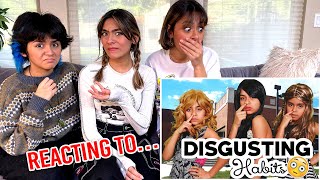reacting to our disgusting habits video embarrassing | GEM Sisters