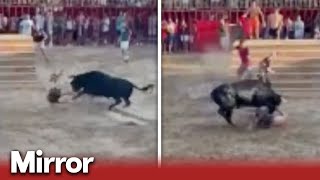 Man pinned down by bull at festival
