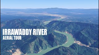 Aerial view of the Irrawaddy River ဧရာဝတီမြစ် Myanmar (Burma) || Mali Kha River || N'Mai River