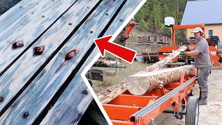 Making BLUE PINE LUMBER with a Sawmmill (Beautiful)