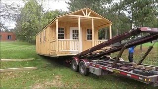 14' x 30' Amish Workshop - Tiny House Delivery with F350 and Hydraulic Trailer