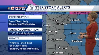 Dry and chilly Tuesday, winter storm Wednesday  (Mon. Feb 17, 11pm)