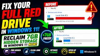Fix Your Full Red Drive in Windows 11! Reclaim 7GB Hidden Storage in Windows 11 Now!