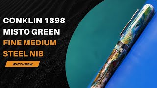 Conklin 1898 Misto Green Converter And Cartridge Extra Fine Medium Steel