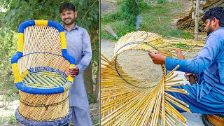 Phenomenal Technique of a Handicraft Artist of Making Durable Hand Woven Bamboo Sticks Chair