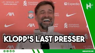 Jurgen Klopp walks in and straight out again in FUNNY final press conference as Liverpool manager 😂
